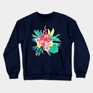 Tropical Flowers Floral Bouquet Red Yellow Crewneck Sweatshirt